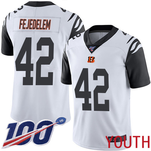 Cincinnati Bengals Limited White Youth Clayton Fejedelem Jersey NFL Footballl 42 100th Season Rush Vapor Untouchable